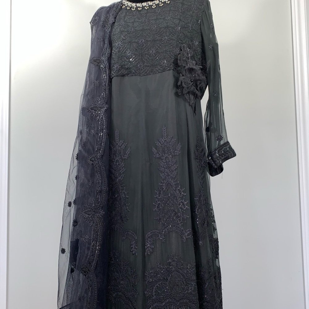 Elegant Black Embroidered Dress